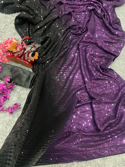 Beautiful Designer Heavy Georgette Exclusive Sequanc Saree