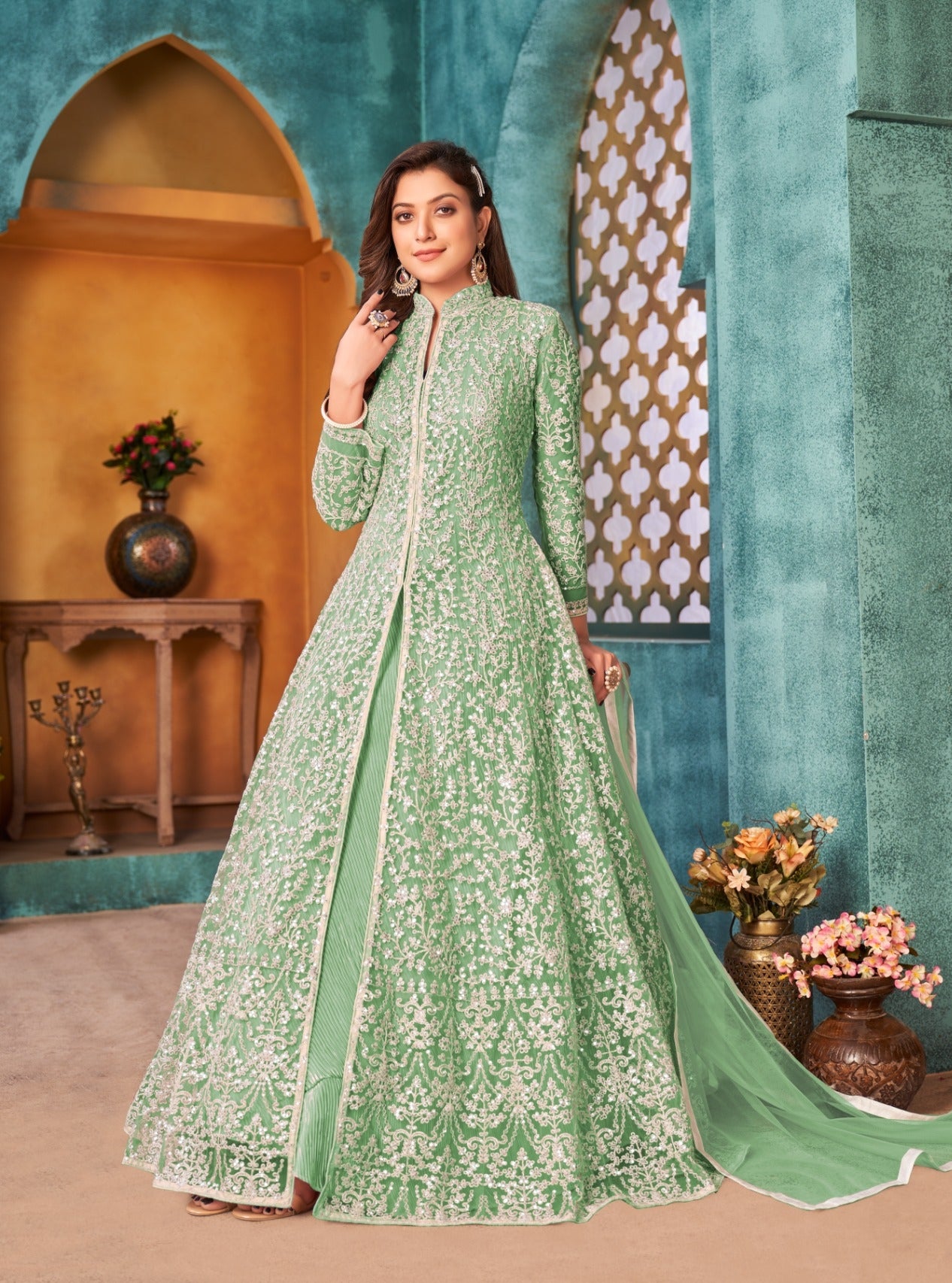 Beautiful Designer Aanaya Net with Heavy Cording Salwar Suit