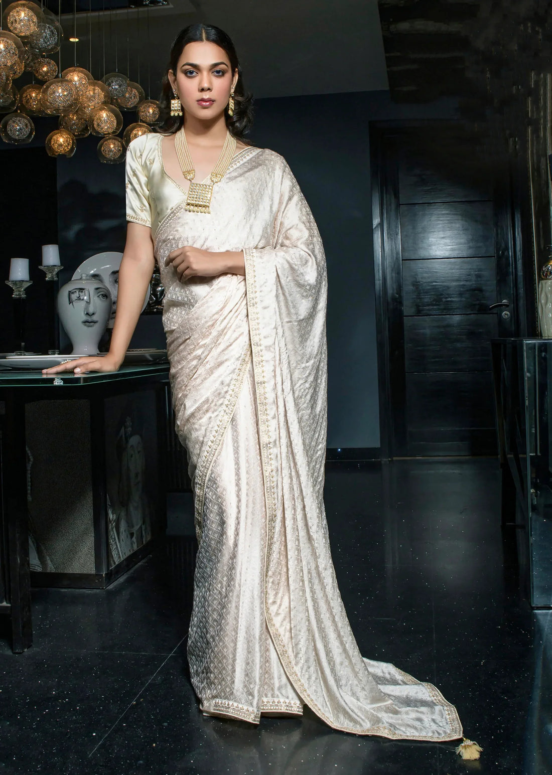 Designer Occasion Wear Latest Viscose Satin Saree