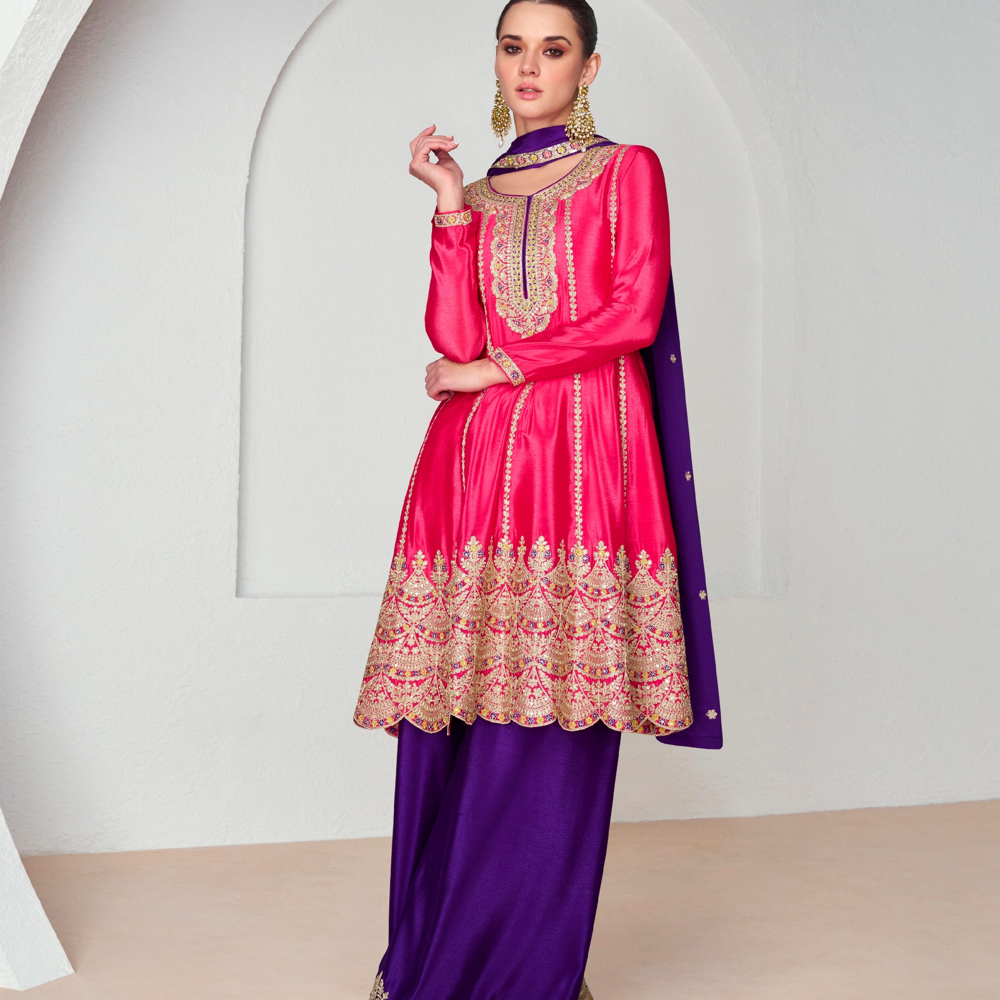 Designer Occasion Wear Latest Premium Chinnon Silk Salwar Suit