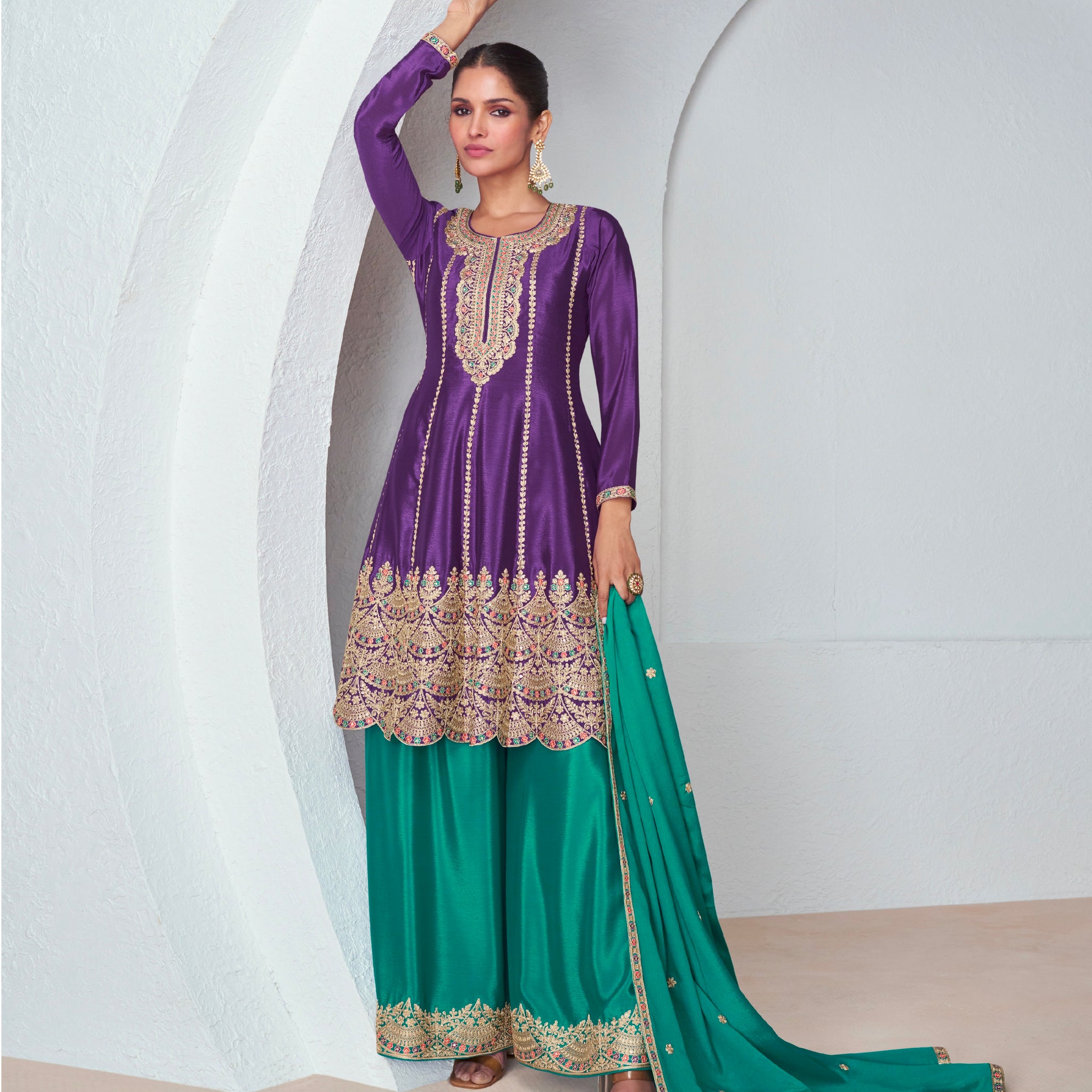 Designer Occasion Wear Latest Premium Chinnon Silk Salwar Suit