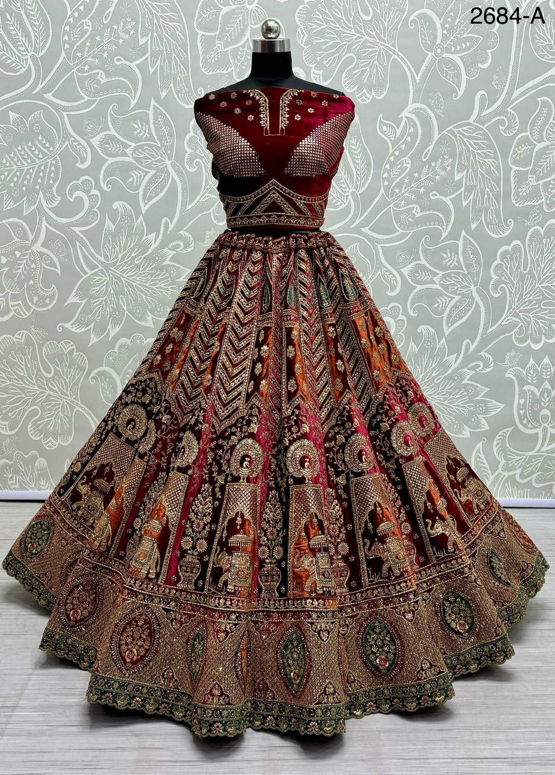 Beautiful Designer Bridal Heavy Velvet With Sequence Lehenga Choli