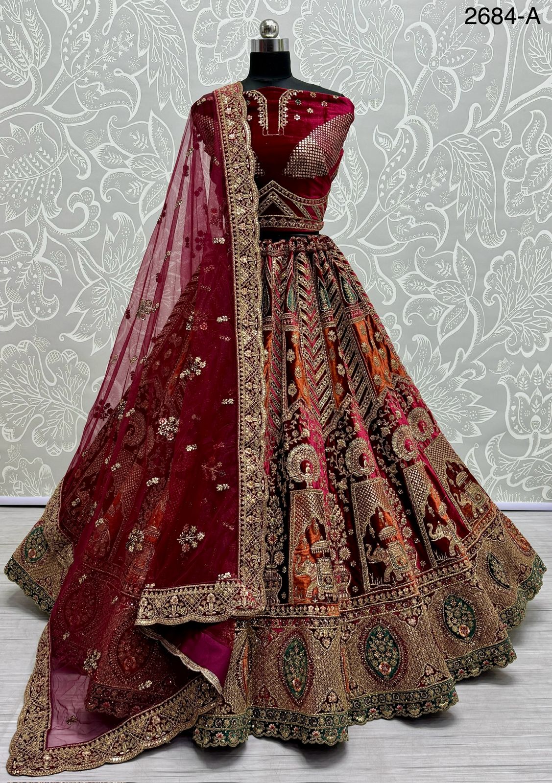 Beautiful Designer Bridal Heavy Velvet With Sequence Lehenga Choli