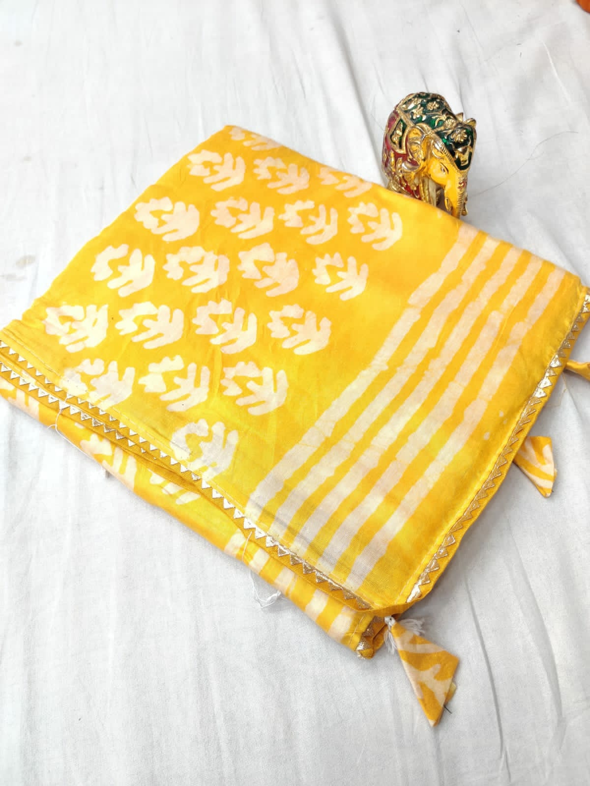 Beautiful Designer Soft Batik Print Chanderi Silk Saree