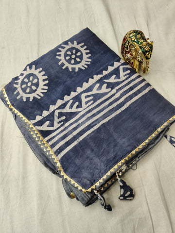 Beautiful Designer Soft Batik Print Chanderi Silk Saree