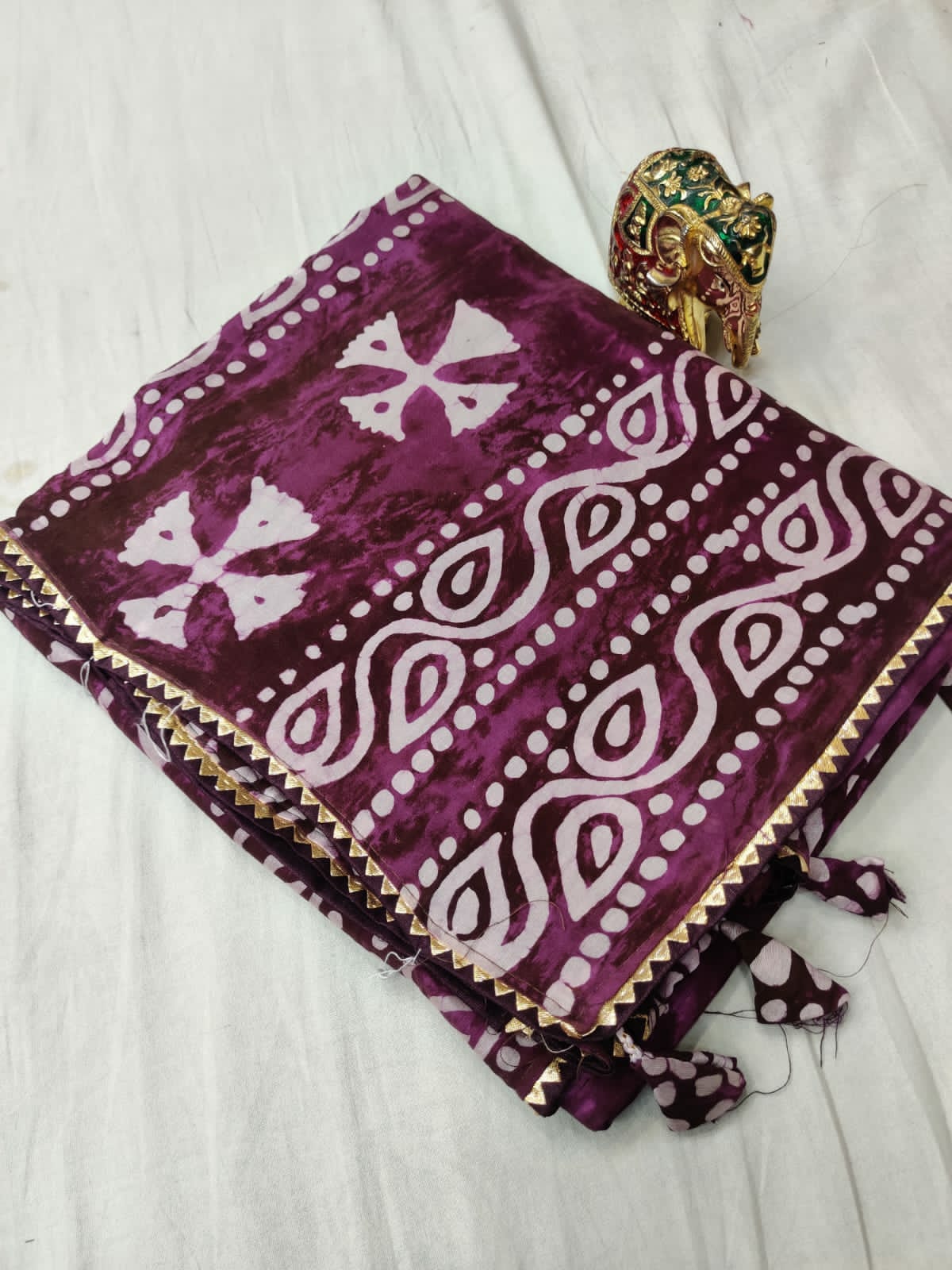 Beautiful Designer Soft Batik Print Chanderi Silk Saree