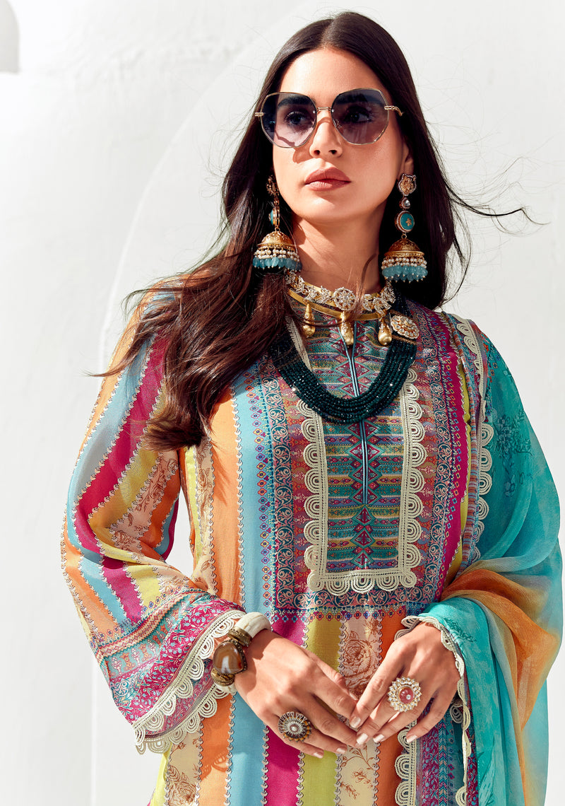 Beautiful Designer Party Wear Pure Cotton Lawn Salwar Suit