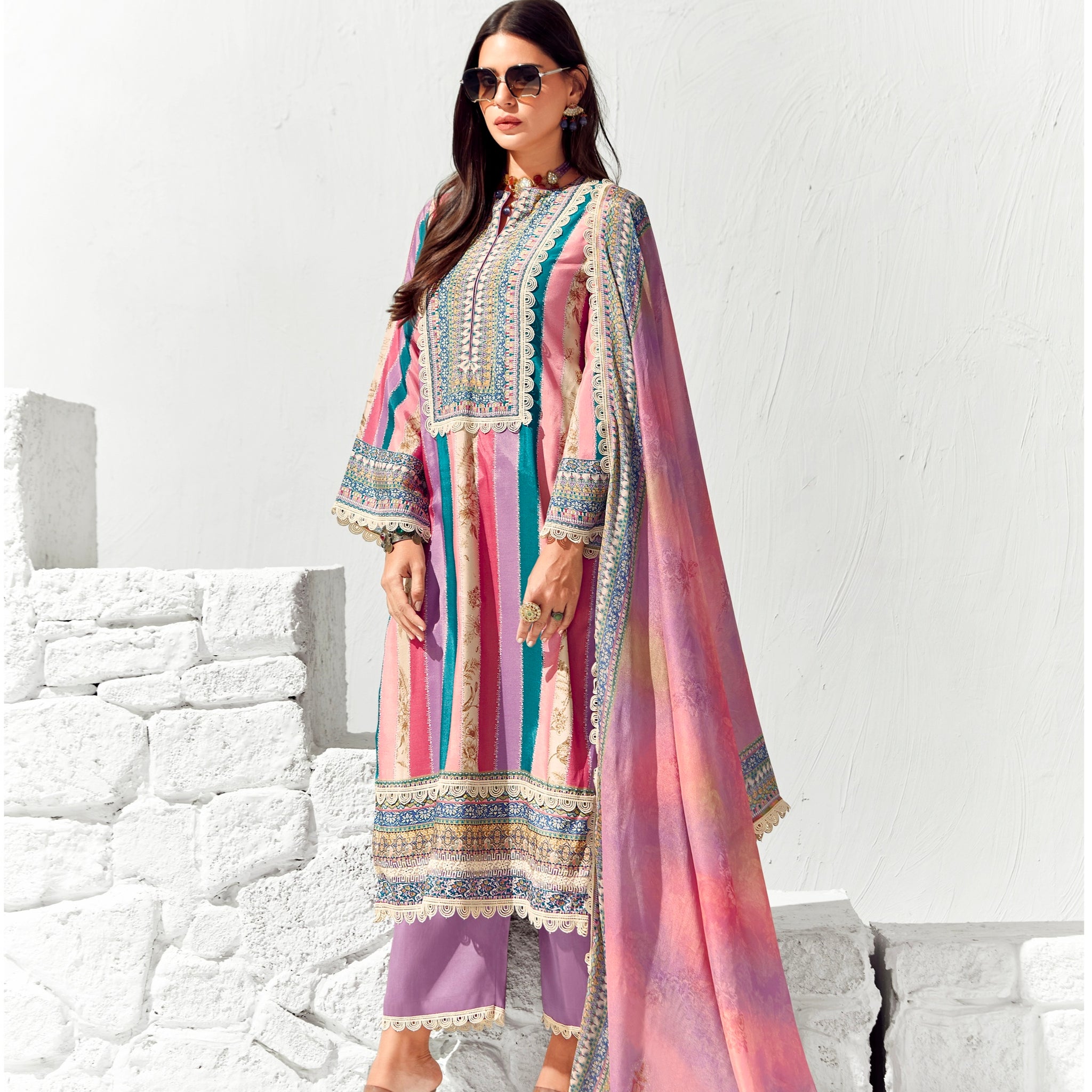 Beautiful Designer Party Wear Pure Cotton Lawn Salwar Suit