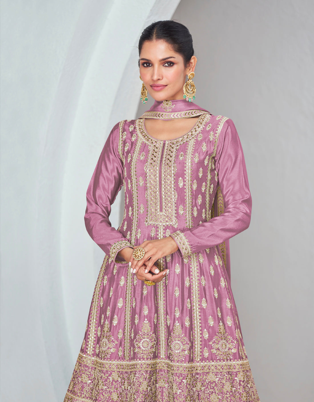 Beautiful Designer Occasion Wear Premium Chinnon Silk Salwar Suit