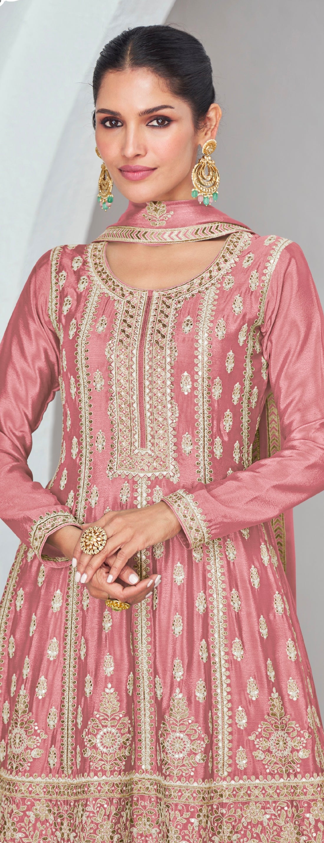 Beautiful Designer Occasion Wear Premium Chinnon Silk Salwar Suit