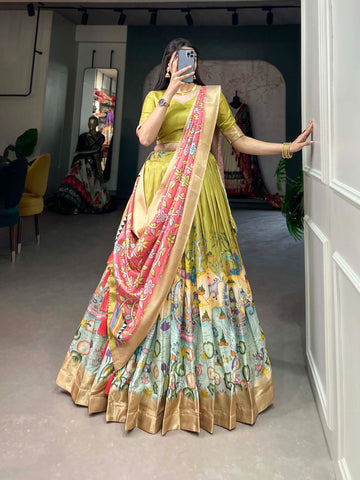 Beautiful Designer Party Wear  Tussar Silk Lehenga Choli