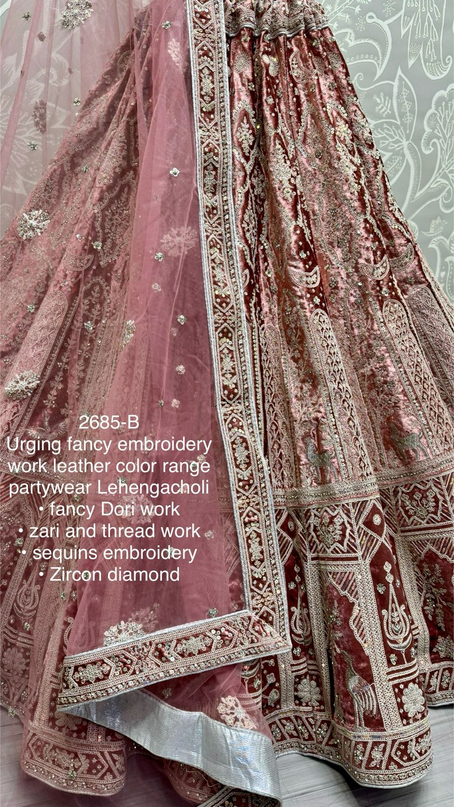 Beautiful Designer Bridal Heavy Velvet With Sequence Lehenga Choli