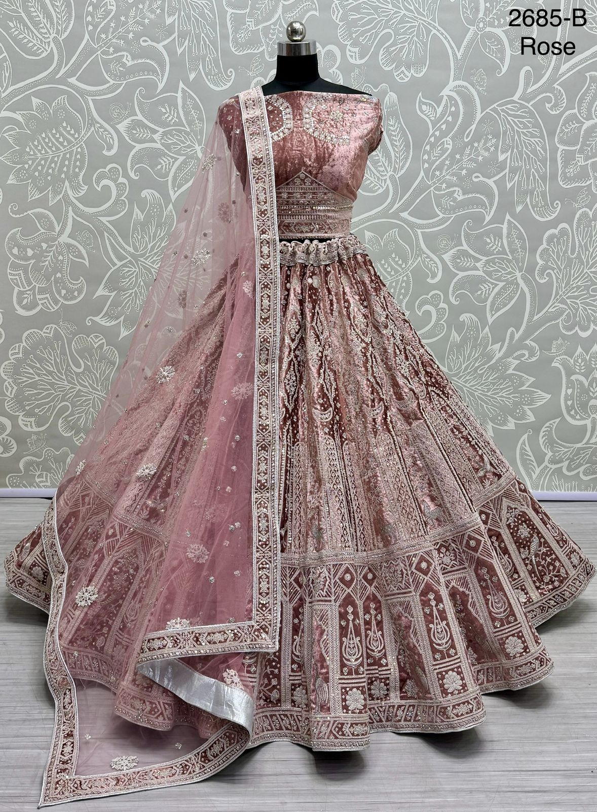 Beautiful Designer Bridal Heavy Velvet With Sequence Lehenga Choli
