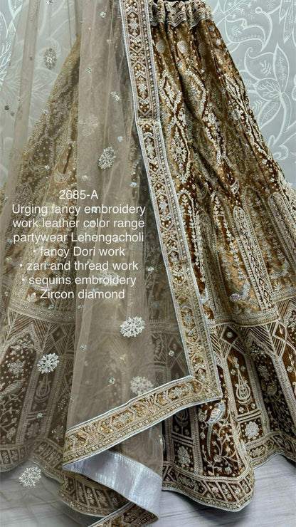 Beautiful Designer Bridal Heavy Velvet With Sequence Lehenga Choli