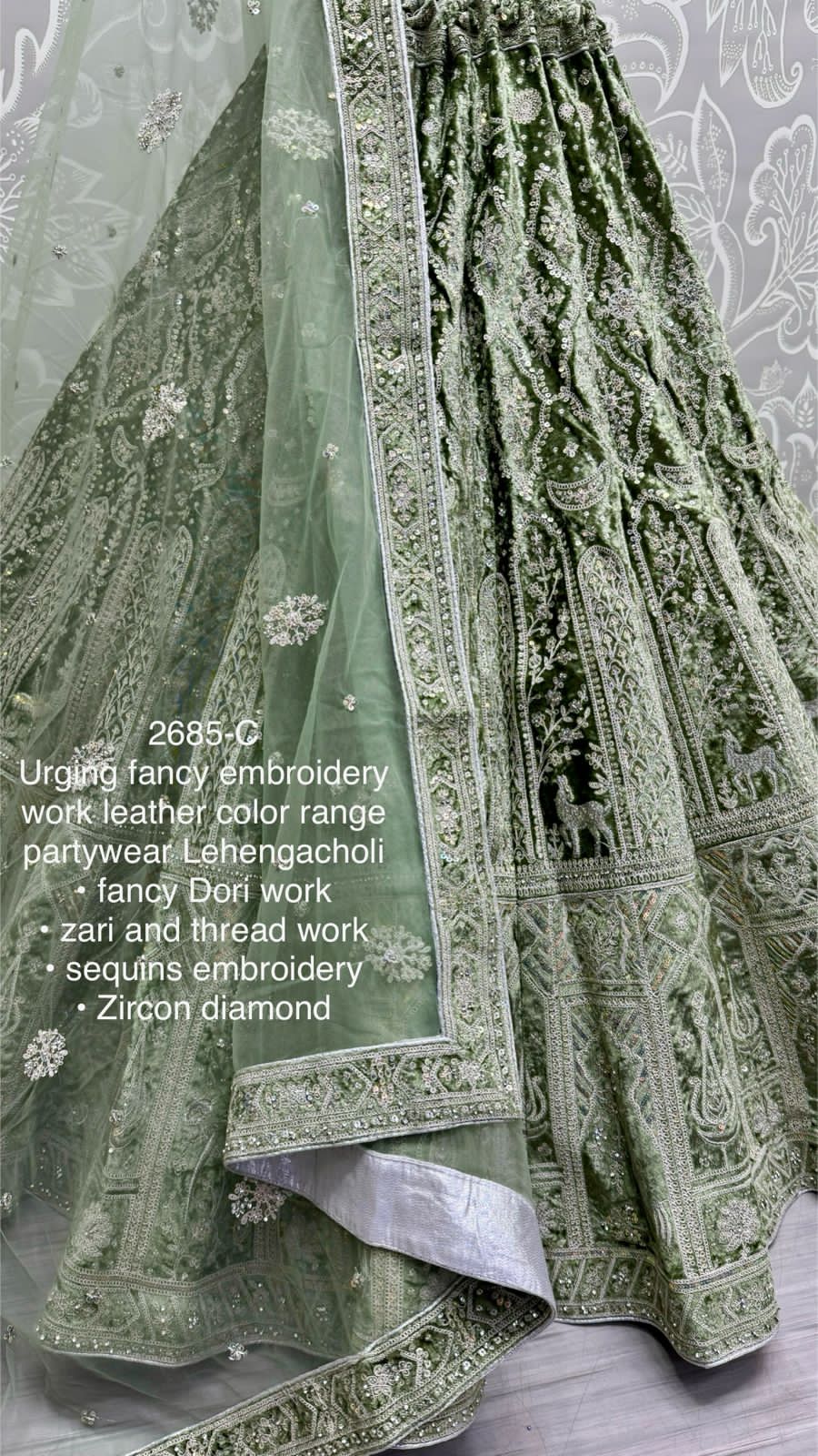 Beautiful Designer Bridal Heavy Velvet With Sequence Lehenga Choli