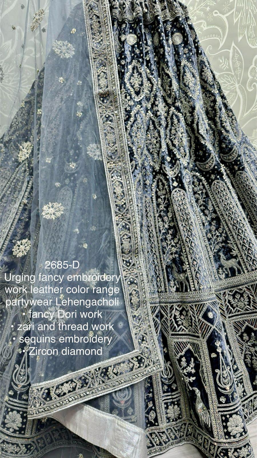 Beautiful Designer Bridal Heavy Velvet With Sequence Lehenga Choli