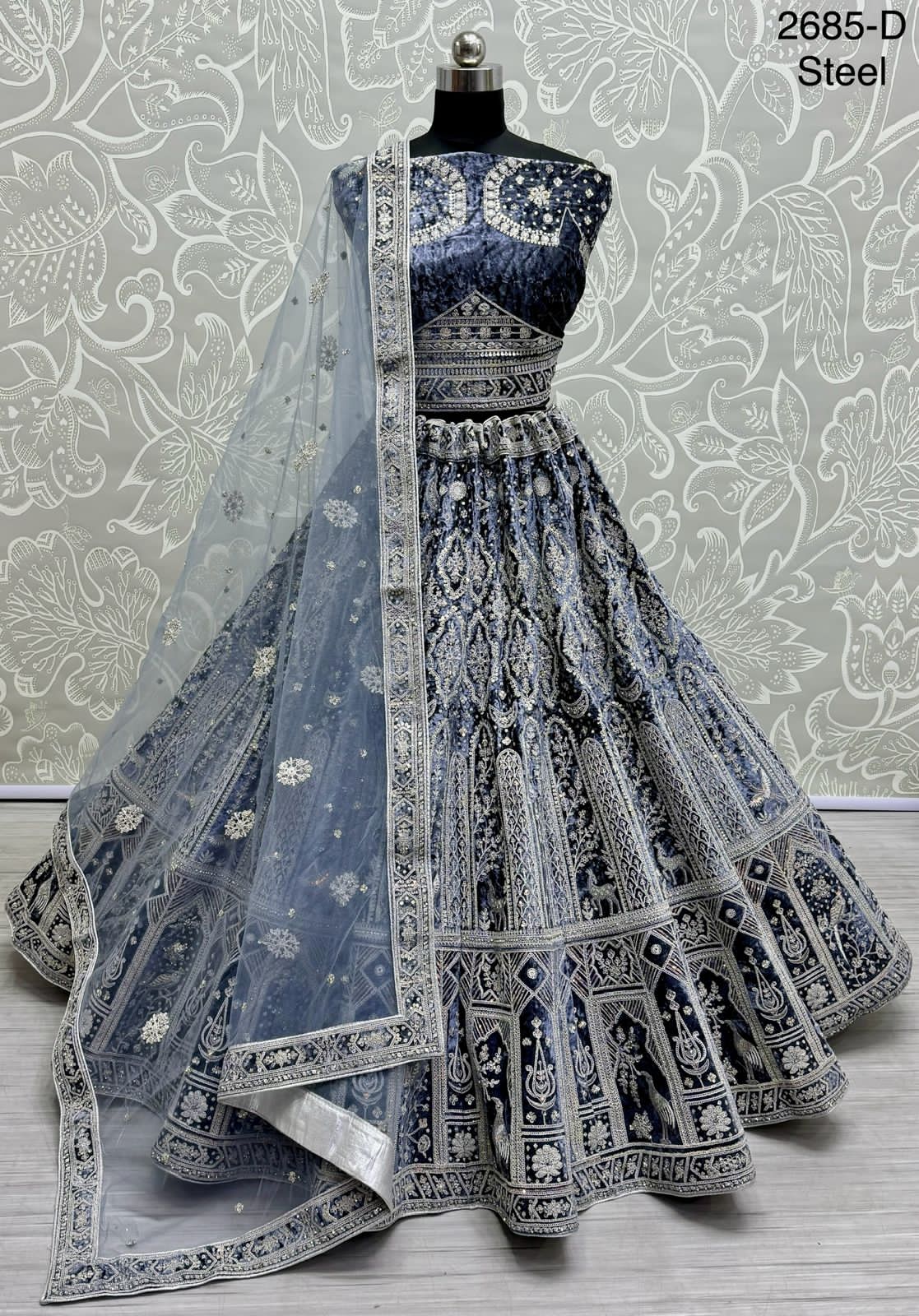 Beautiful Designer Bridal Heavy Velvet With Sequence Lehenga Choli