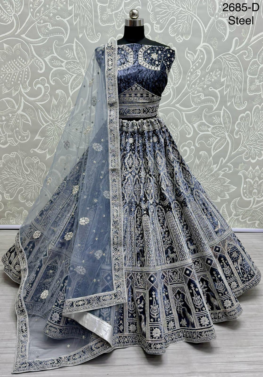 Beautiful Designer Bridal Heavy Velvet With Sequence Lehenga Choli