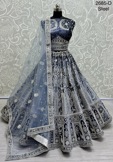 Beautiful Designer Bridal Heavy Velvet With Sequence Lehenga Choli