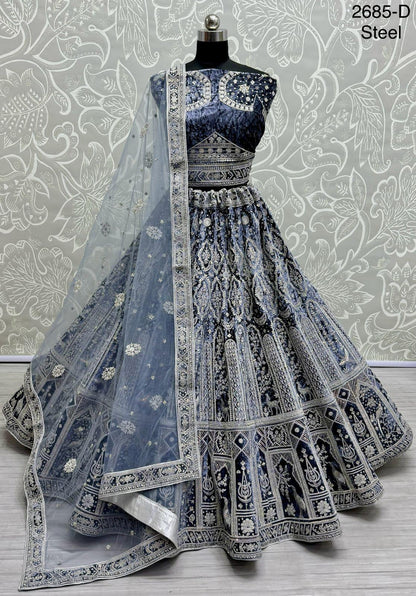 Beautiful Designer Bridal Heavy Velvet With Sequence Lehenga Choli