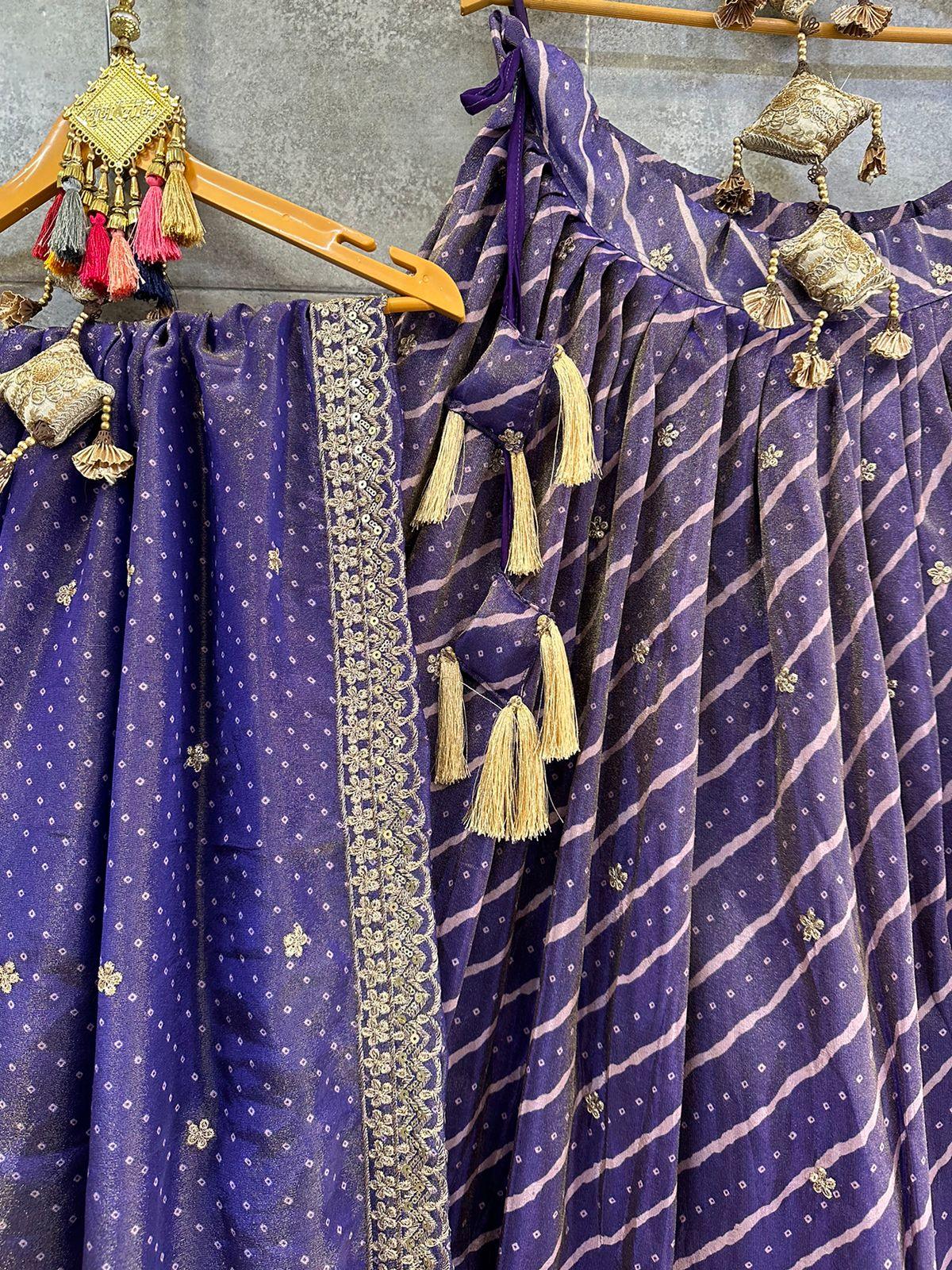 Beautiful Designer Pure Viscos Tissue Silk Leriya Print Chaniya Choli