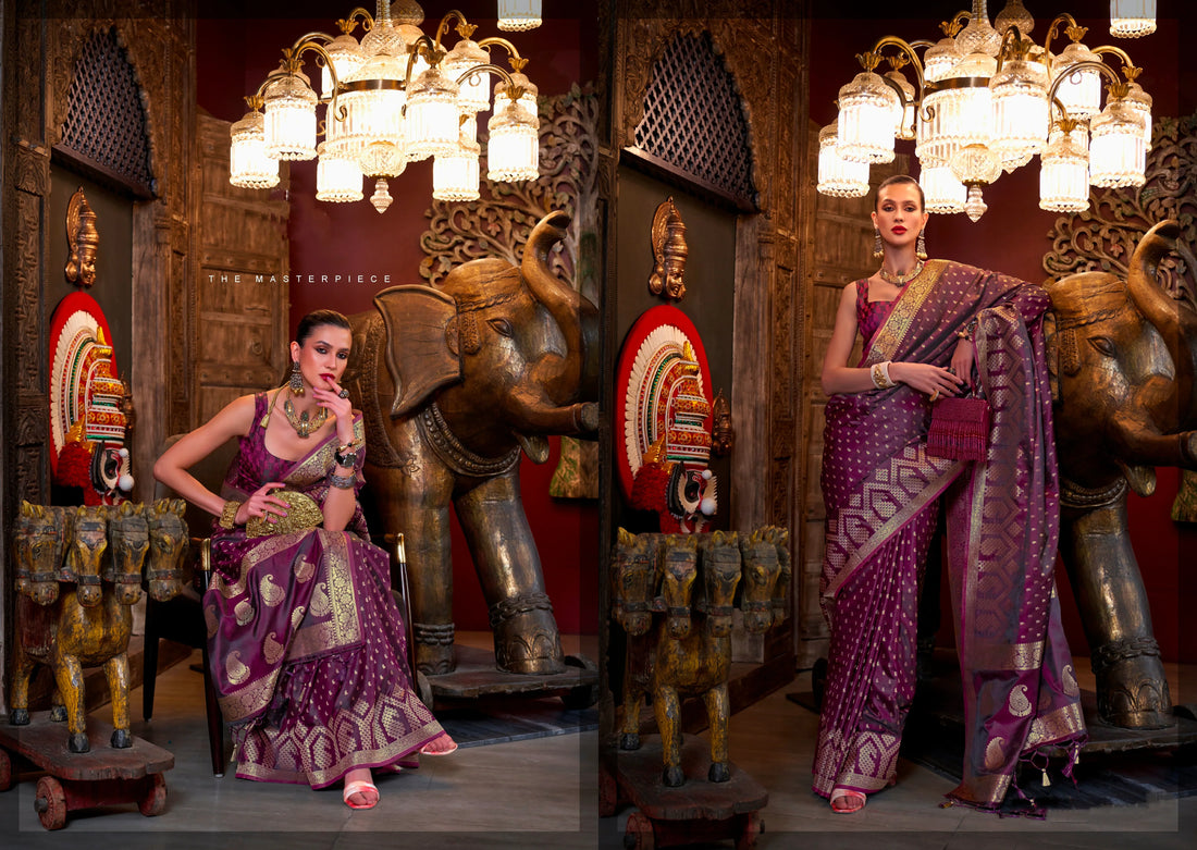 Beautiful Designer Wedding Wear Pure Satin Saree