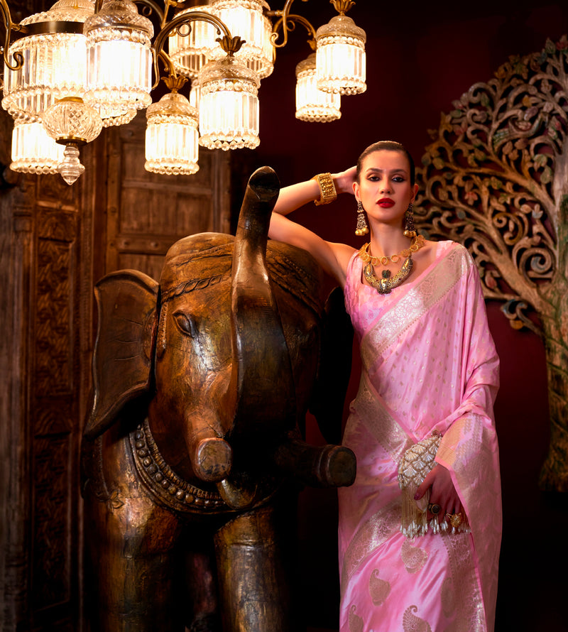 Beautiful Designer Wedding Wear Pure Satin Saree