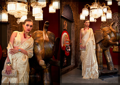 Beautiful Designer Wedding Wear Pure Satin Saree