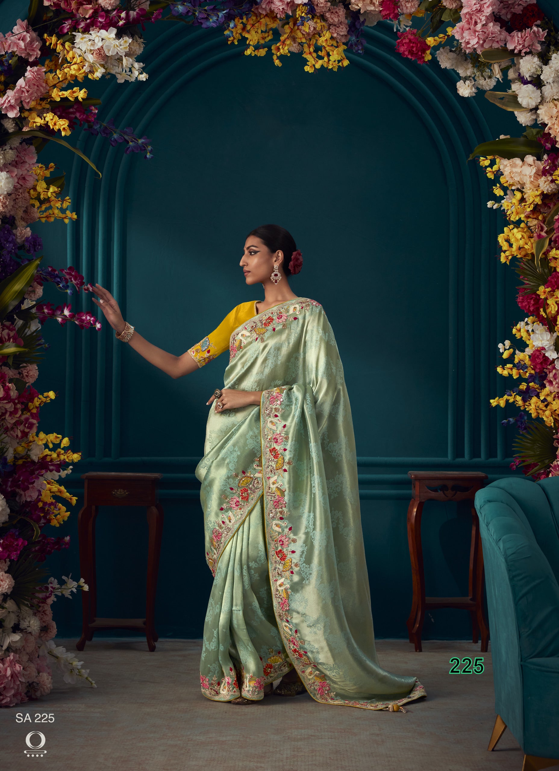 Beautiful Designer Aqua Green Banarasi Kanjivaram Wedding Saree