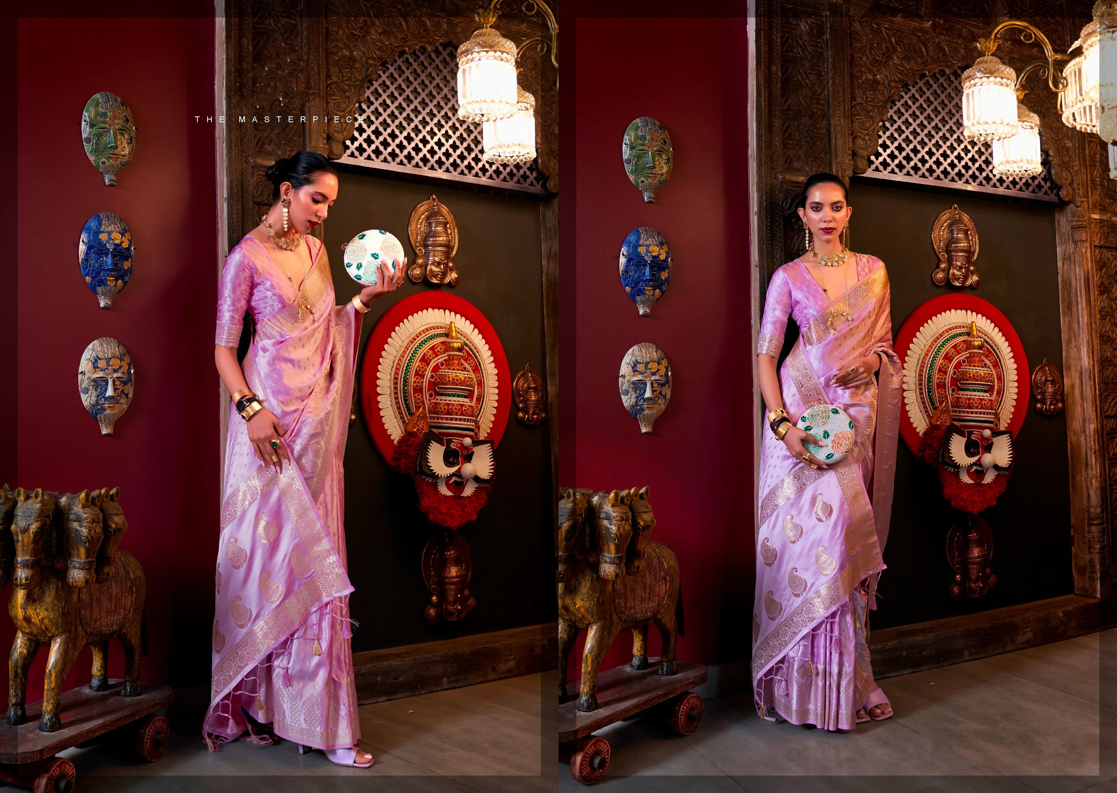 Beautiful Designer Wedding Wear Pure Satin Saree