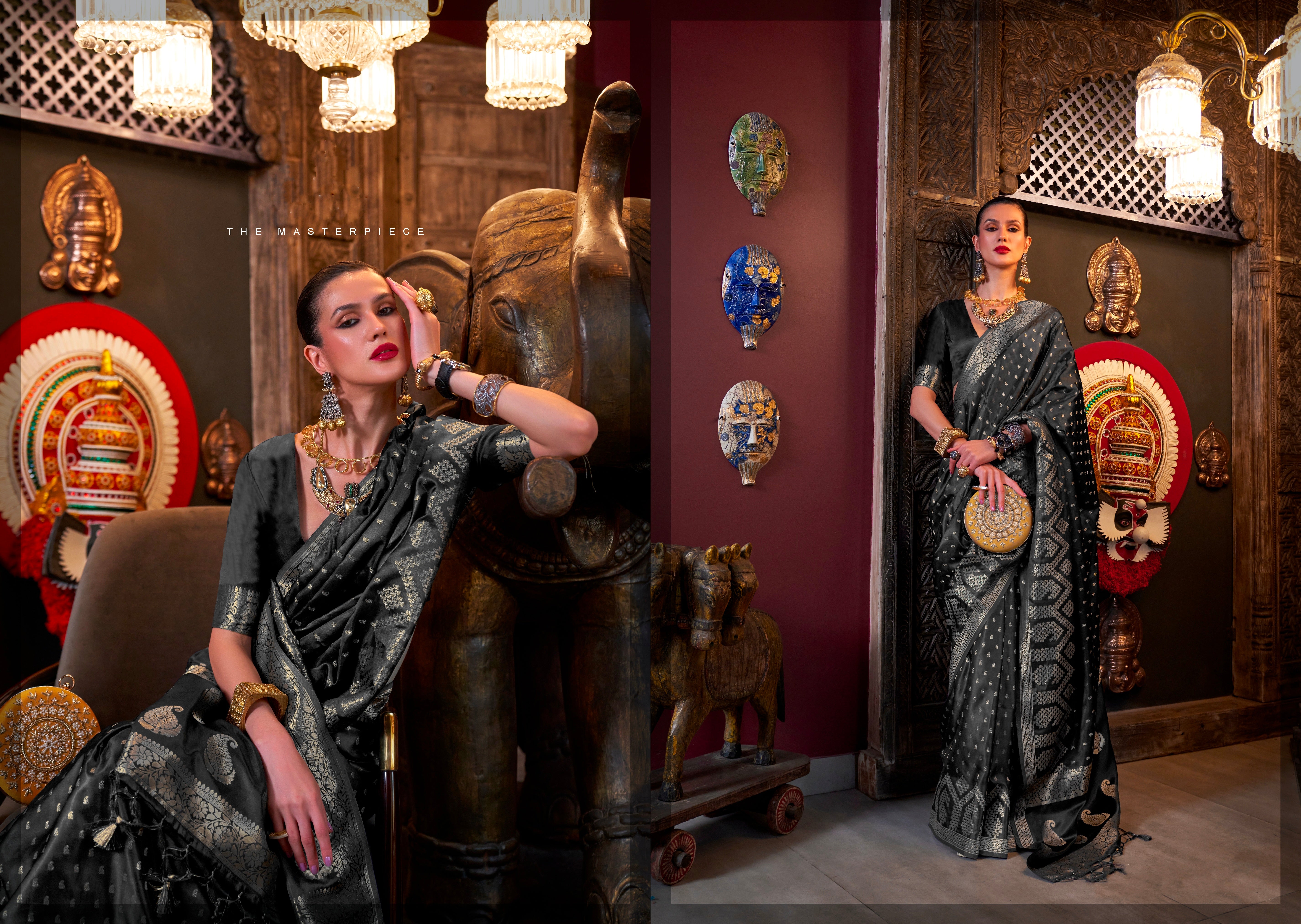 Beautiful Designer Wedding Wear Pure Satin Saree