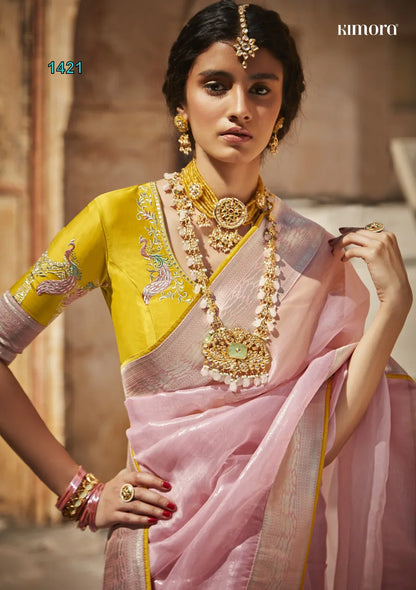 Beautiful Wedding Designer Tissue Silk Saree