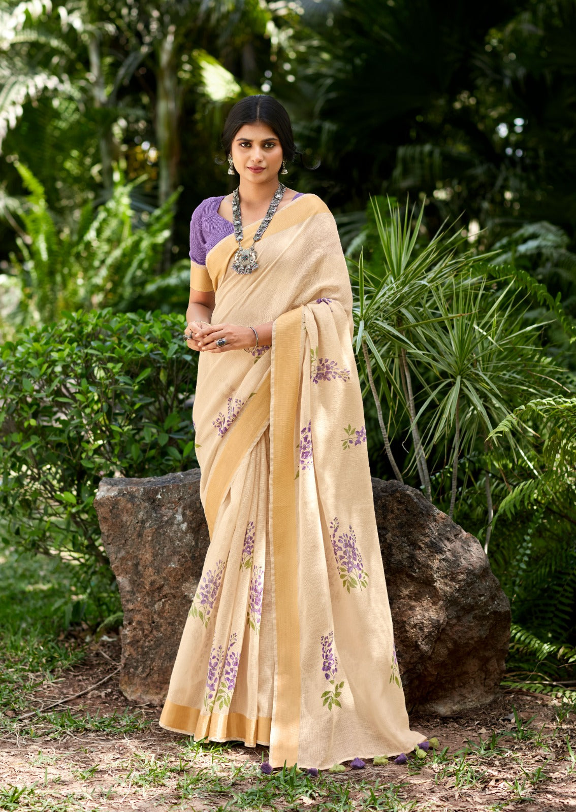 Beautiful Designer Summer Special Linen Khichha Saree