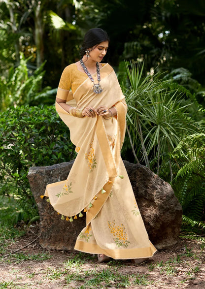 Beautiful Designer Summer Special Linen Khichha Saree
