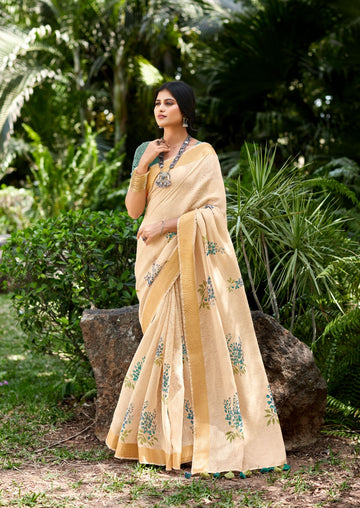 Beautiful Designer Summer Special Linen Khichha Saree