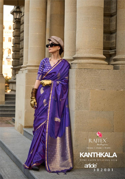 Beautiful Designer Kanthkala Pure Satin Silk Saree