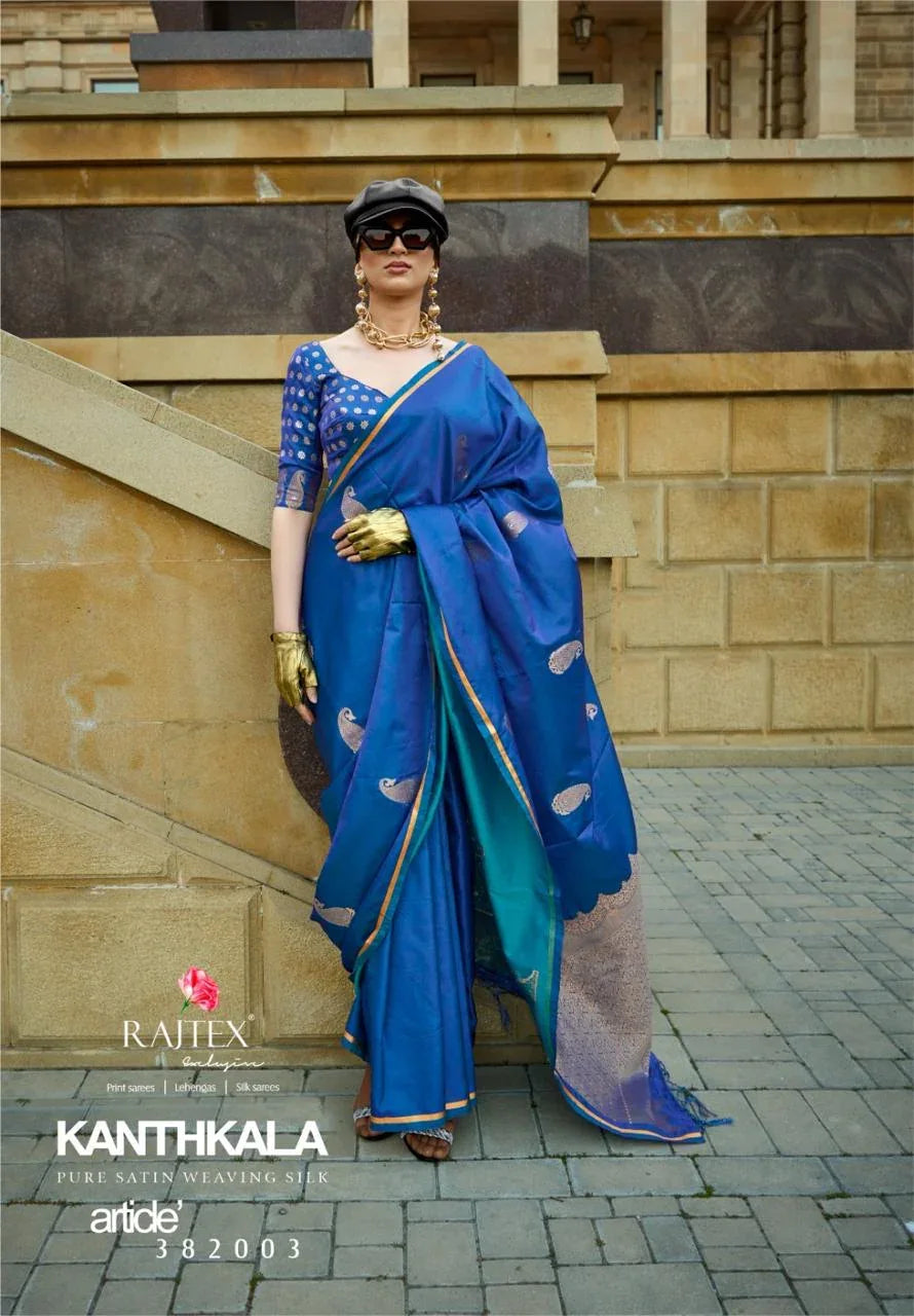 Beautiful Designer Kanthkala Pure Satin Silk Saree