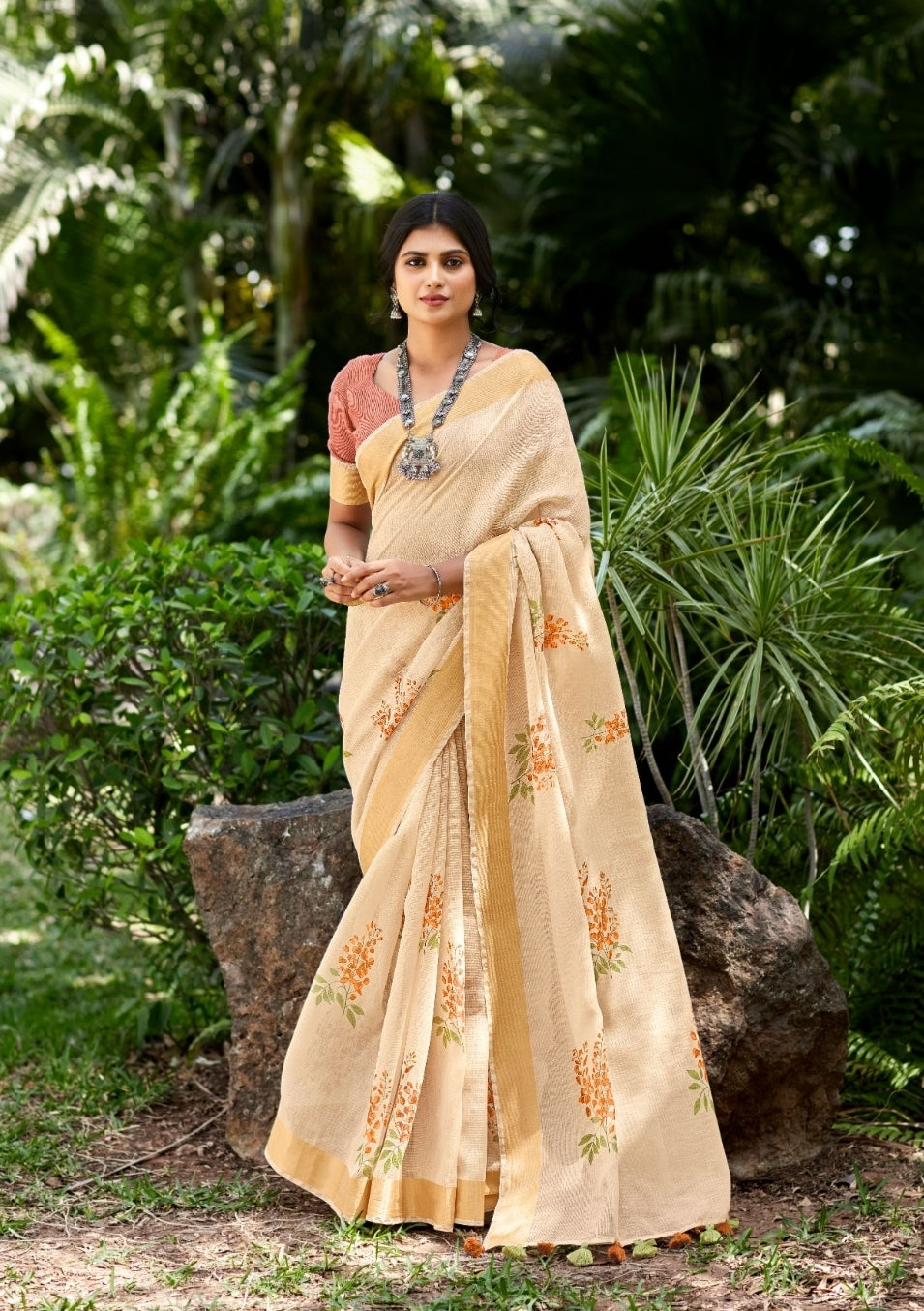 Beautiful Designer Summer Special Linen Khichha Saree
