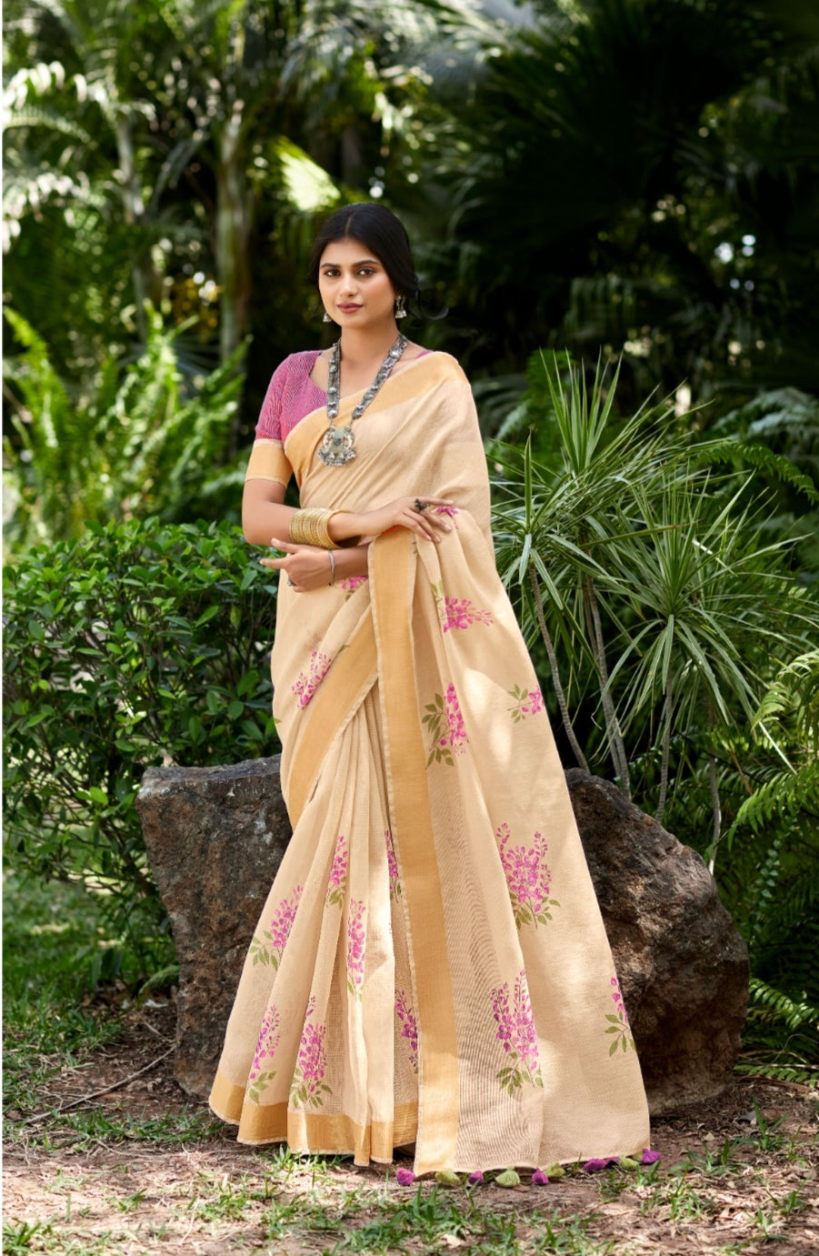 Beautiful Designer Summer Special Linen Khichha Saree