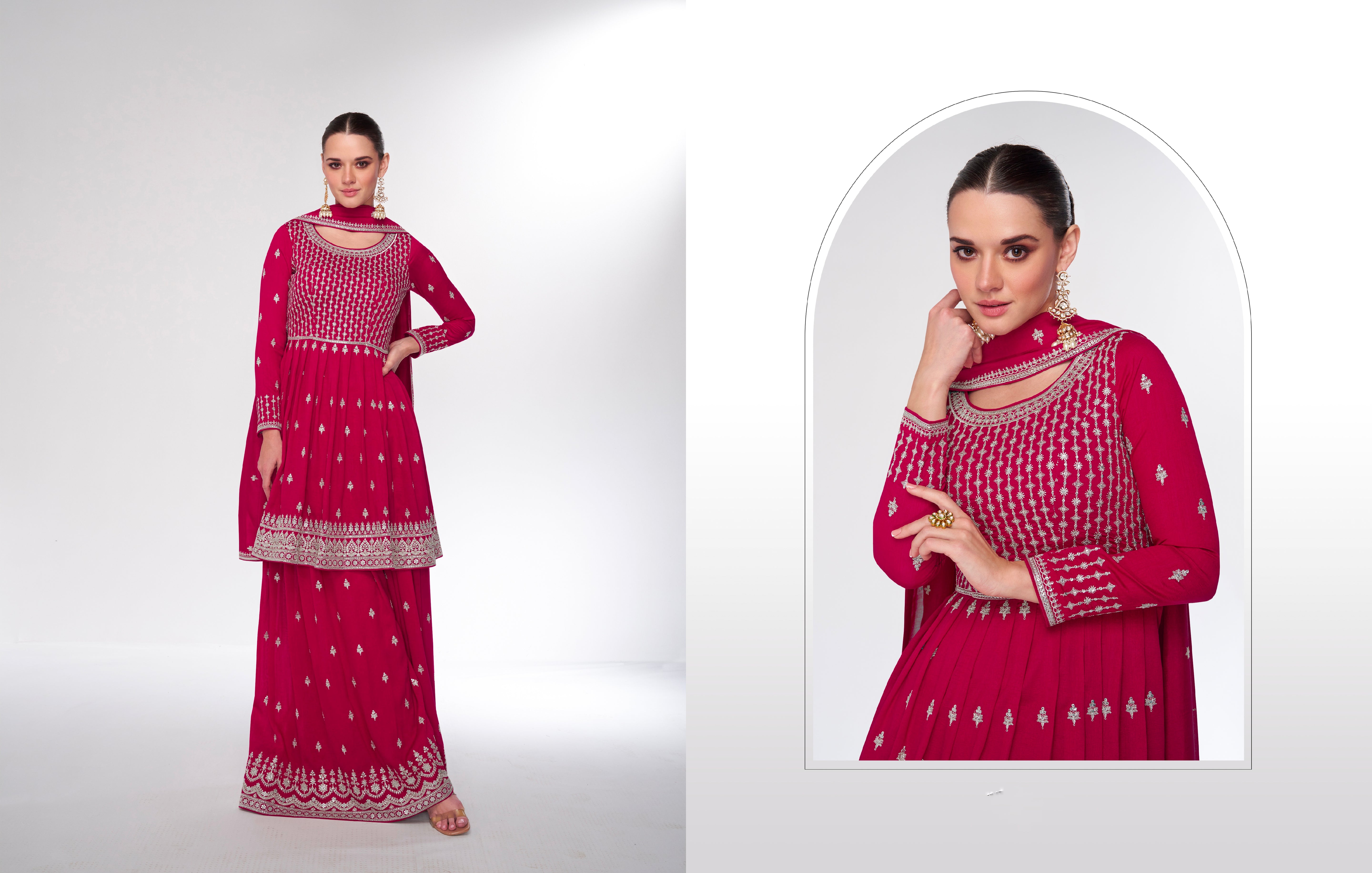 Red Premium Silk Sharara Suit with Embroidered Dupatta