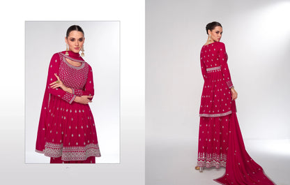 Red Premium Silk Sharara Suit with Embroidered Dupatta