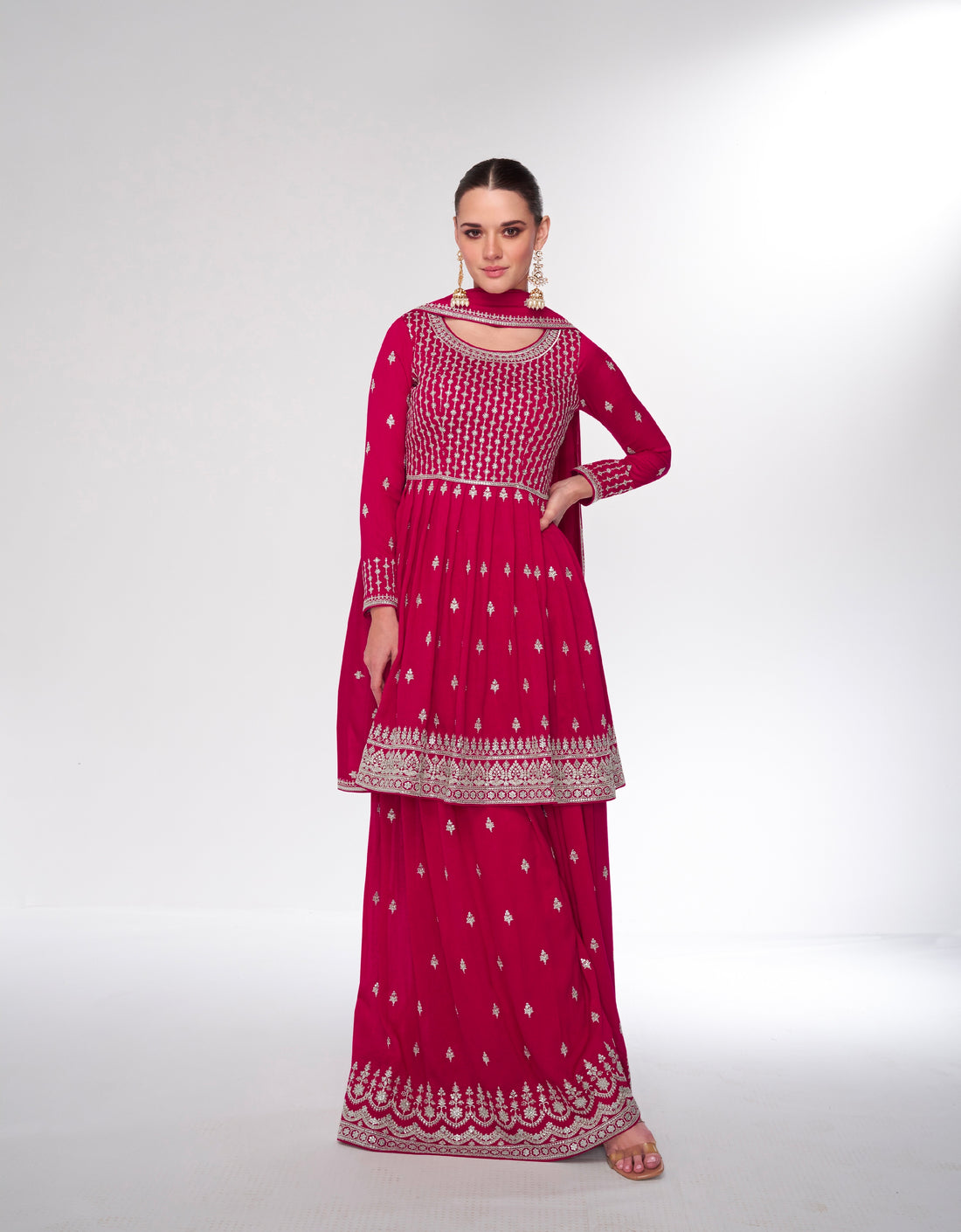 Red Premium Silk Sharara Suit with Embroidered Dupatta