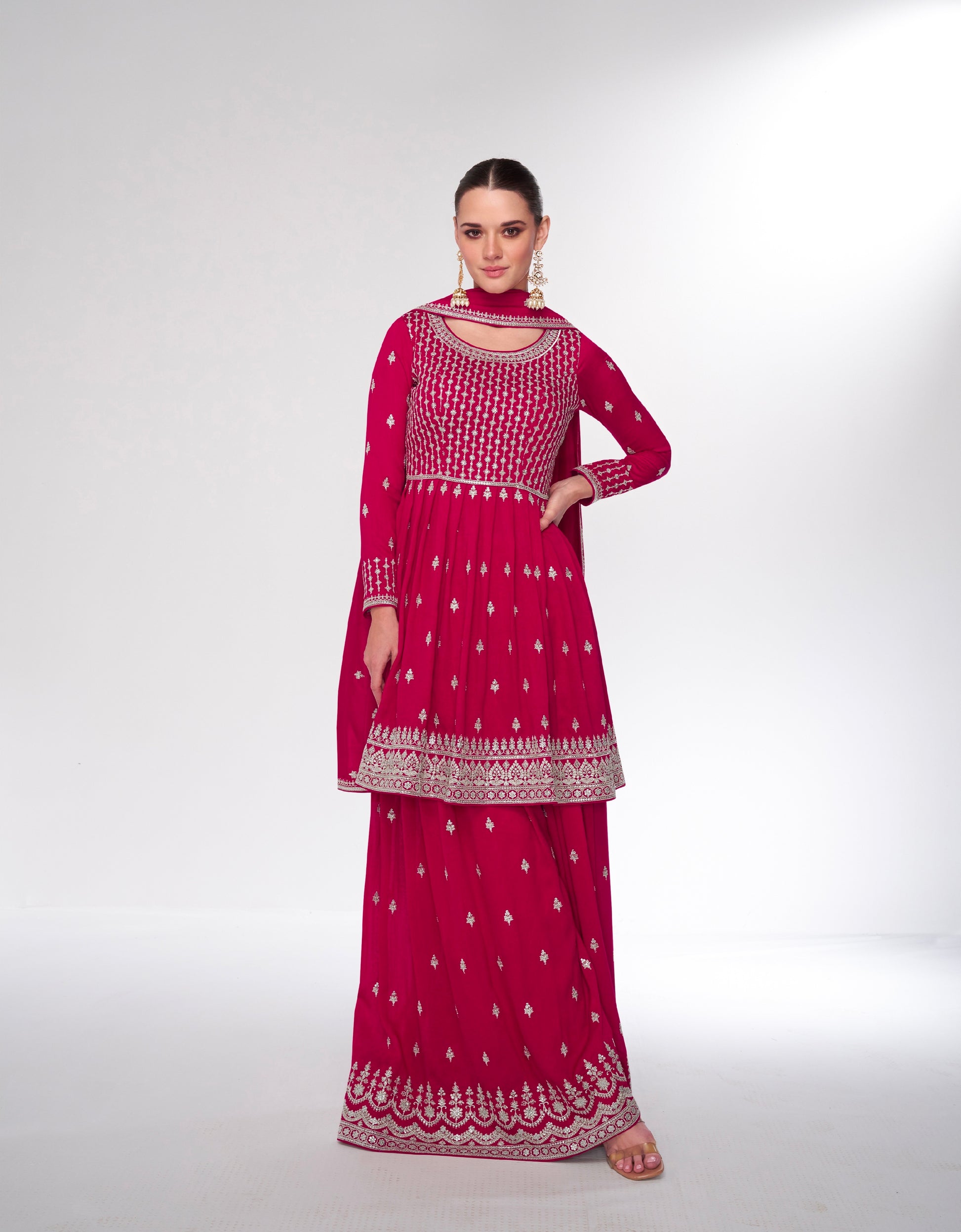 Red Premium Silk Sharara Suit with Embroidered Dupatta