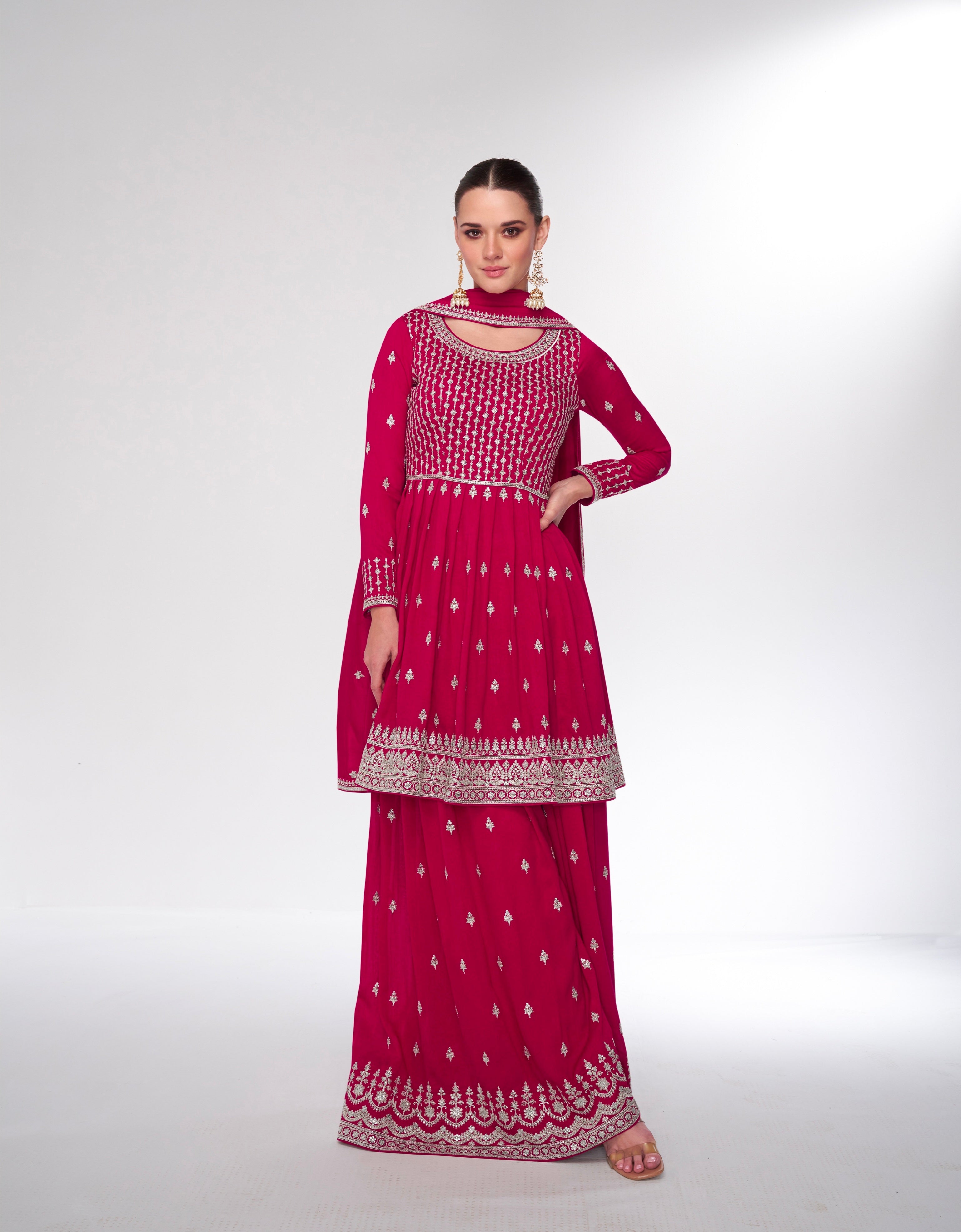 Red Premium Silk Sharara Suit with Embroidered Dupatta