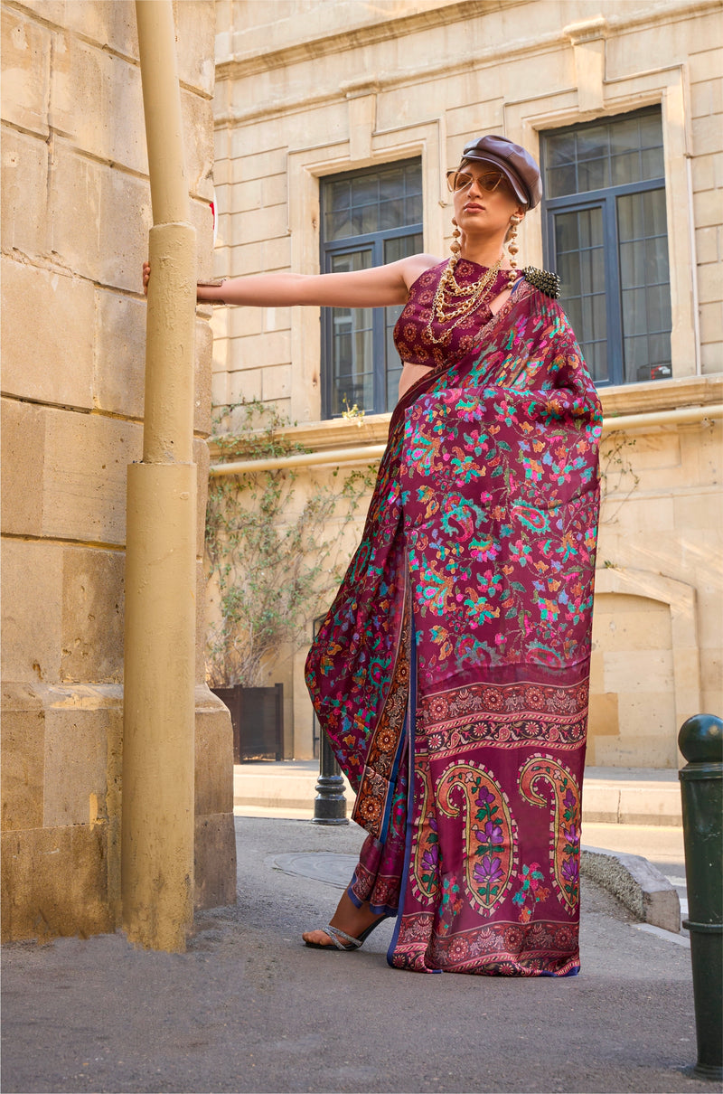 Beautiful Casual Wear Satin Georgette With Digital Print Saree