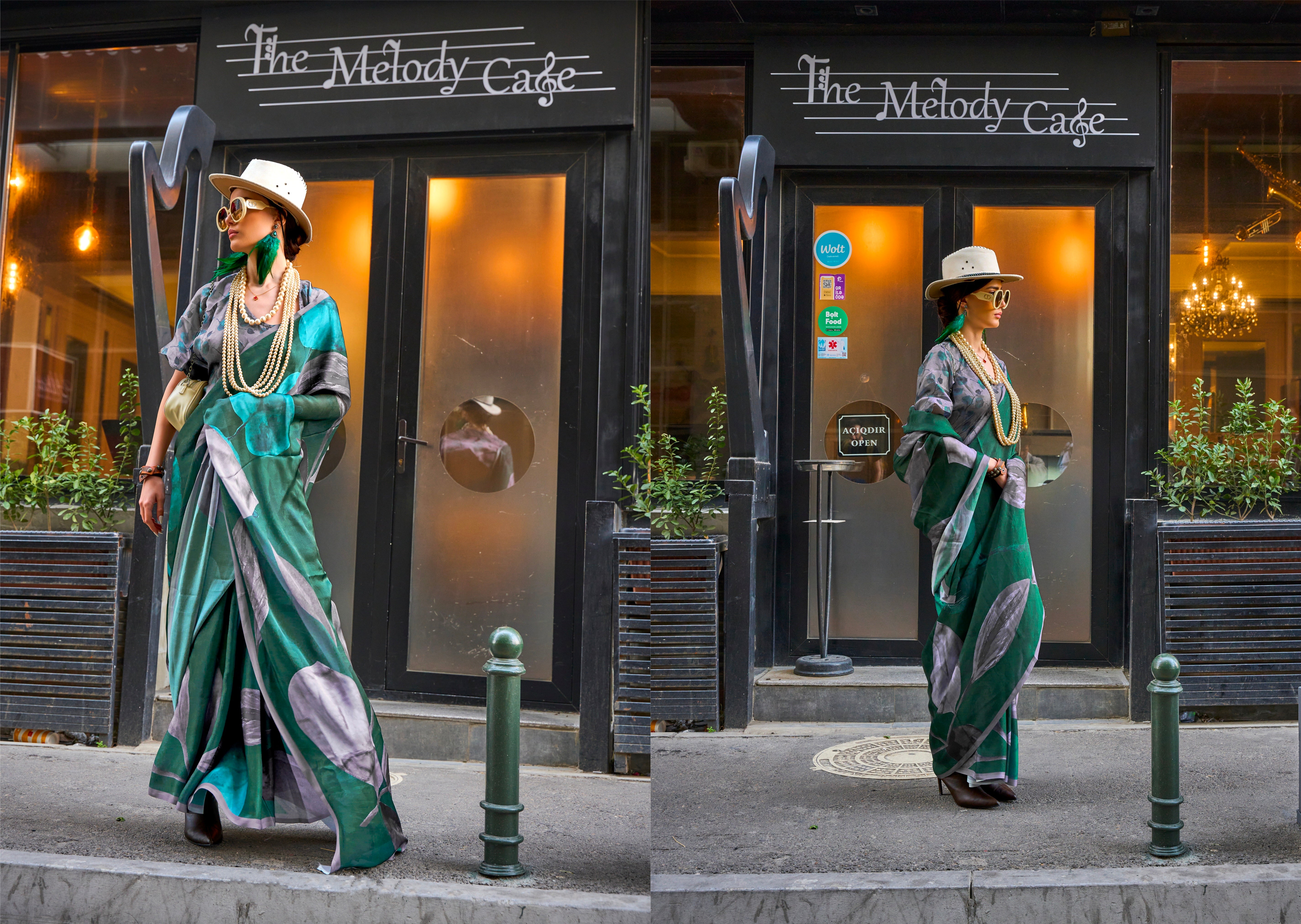 Beautiful Casual Wear Satin Georgette With Digital Print Saree