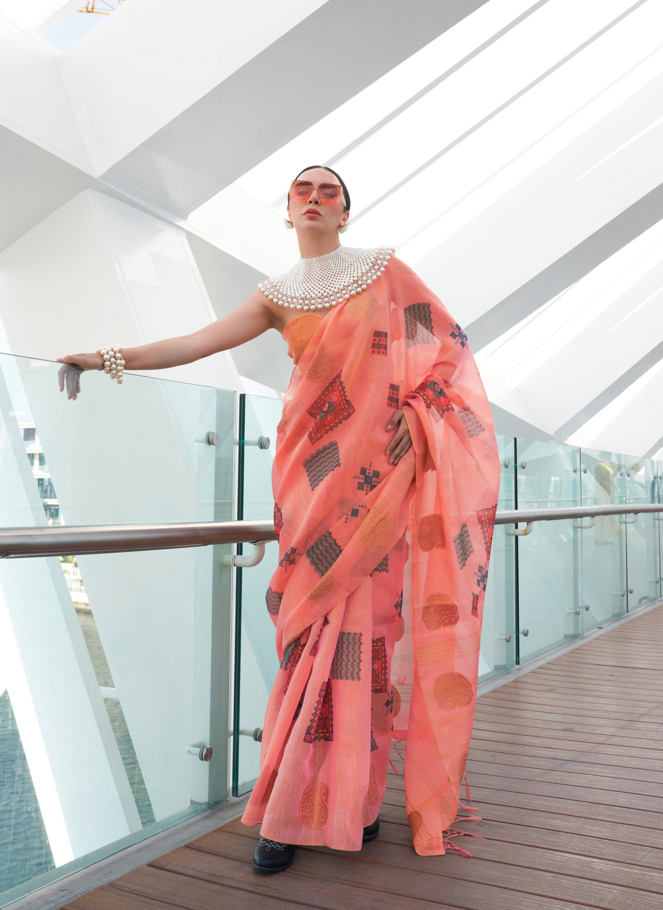 Beautiful Designer Silk Printed Handloom Zari Tissue Saree