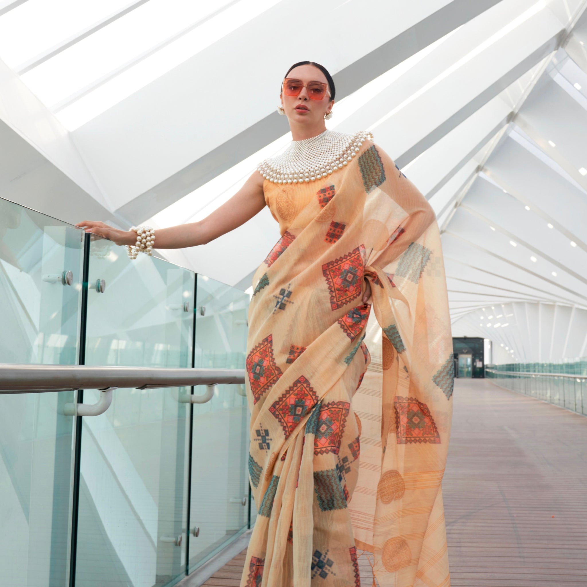 Beautiful Designer Silk Printed Handloom Zari Tissue Saree