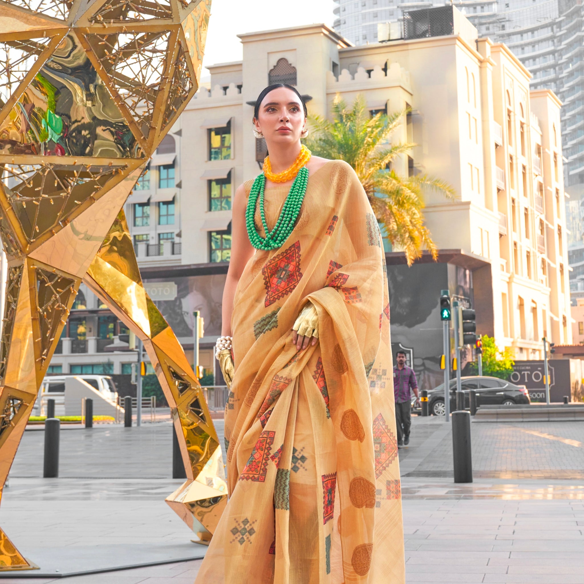 Beautiful Designer Silk Printed Handloom Zari Tissue Saree