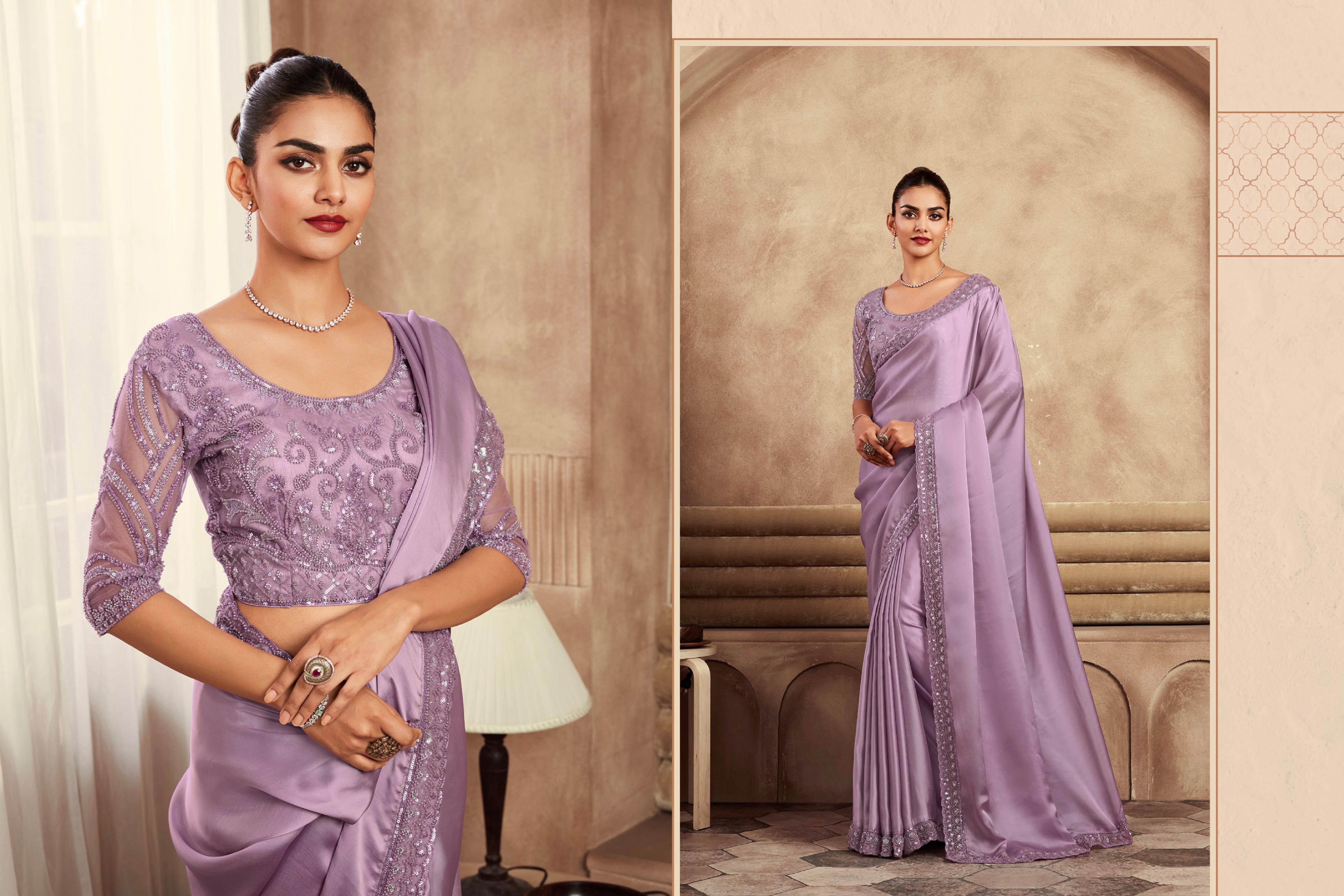 Beautiful Designer Occasion Wear Fancy Sartin Silk Saree